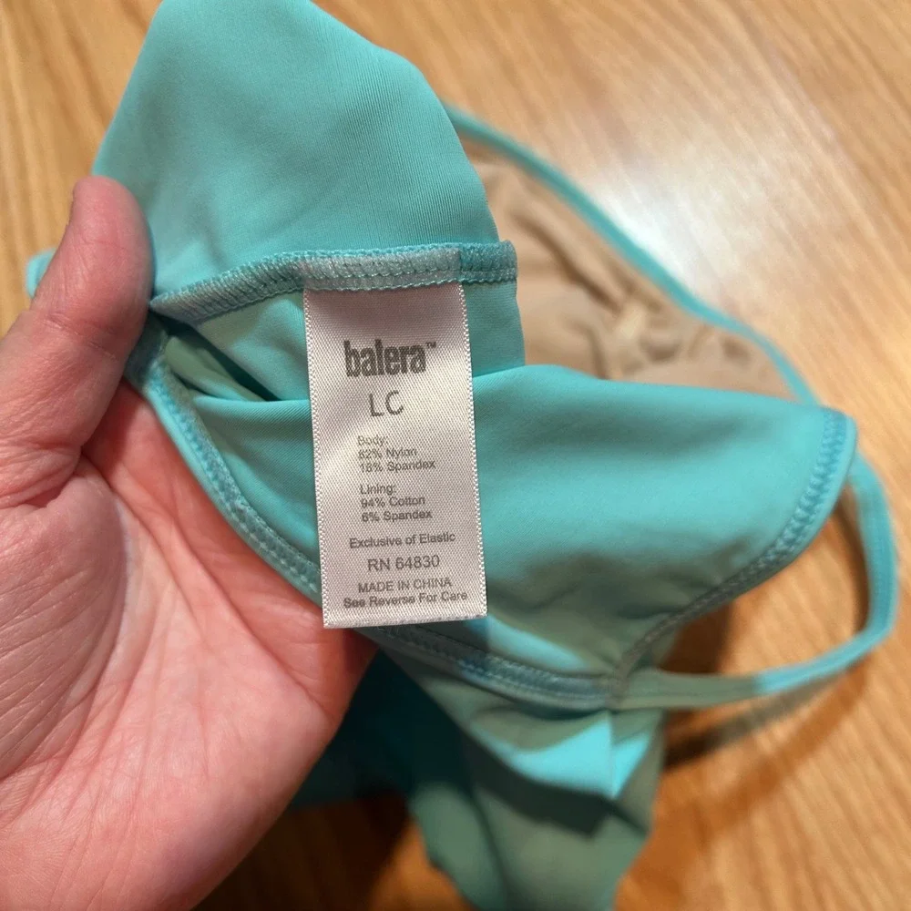 Balera Turquoise Blue Camisole‎ Dance Leotard Pinch Front V-Back Girls Large LC